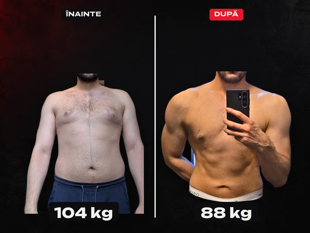 Transformare EdiFit, înainte și după: 104 kg → 88 kg